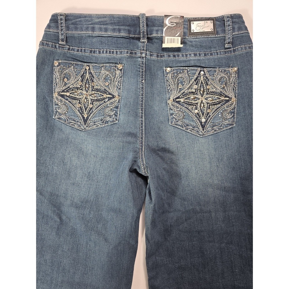 Y2K Earl Jean Capri Jeans Women's 8P Rhinestone Embellished Denim McBling - Picture 5 of 11